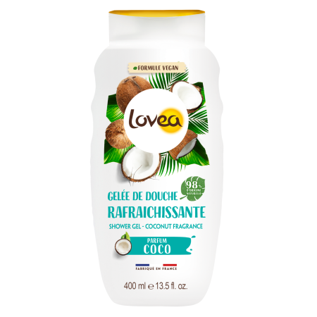 Gel de duș cu parfum de cocos, Lovea, 400 ml
