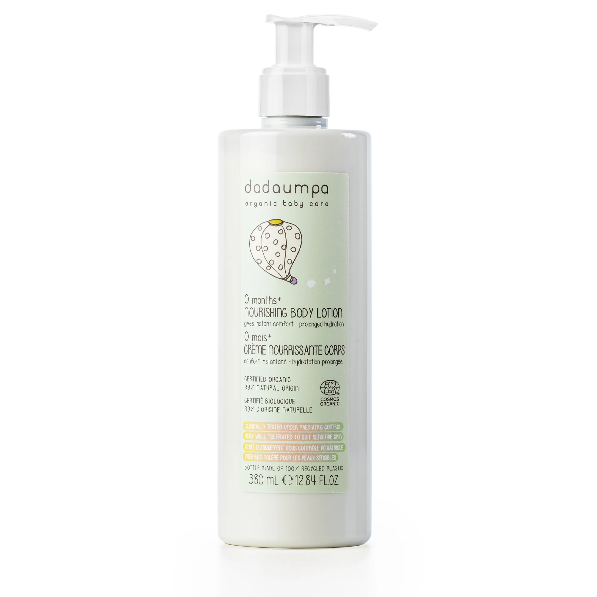 Dadaumpa - Loțiune hrănitoare de corp certificată organic pentru copii 0+ luni, 380 ml