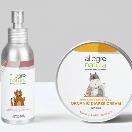Pachete promo - Pachet: Ulei organic de corp 100 ml + Cremă organică pentru zona scutecului 150 ml