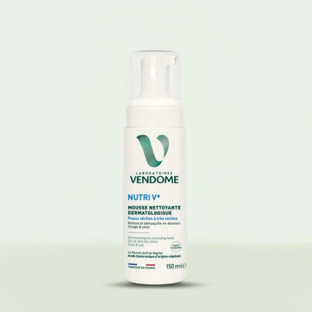 Solutii organice de ingrijire - Spumă de curățare dermatologică pentru față Nutri V+, 150 ml