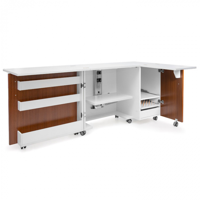 Birou modular pentru atelier de croitorie TEXI SESAME DUO O, maro cu alb [2]