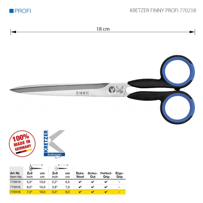 Foarfeca universala FINNY PROFI 7" 18cm otel inoxidabil calit la rece Kretzer [2]