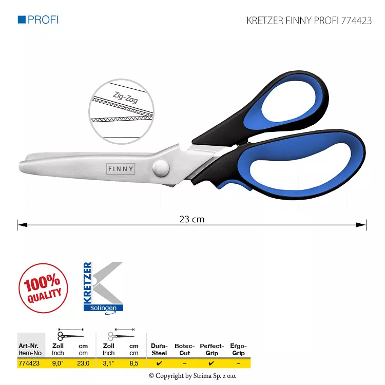 Foarfece de croitorie zigzag pentru materiale foarte fine, lungime 9"/23 cm KRETZER FINNY PROFI 774423 [2]