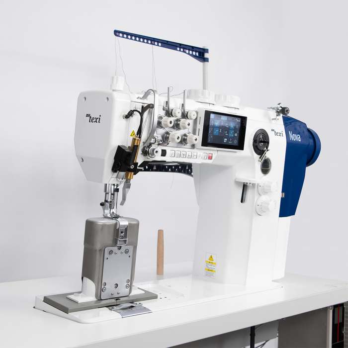 Automatic two-needle post-bed machine for sewing thick fabrics with backstitching, unison feed and deco seam - complete set TEXI NOVA P-OS 3212 [3]