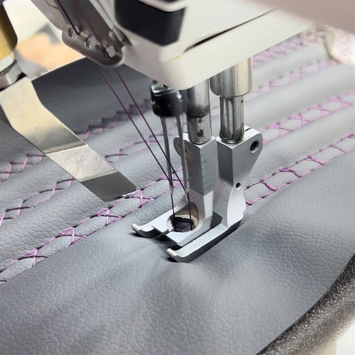 Automatic two-needle post-bed machine for sewing thick fabrics with backstitching, unison feed and deco seam - complete set TEXI NOVA P-OS 3212 [6]