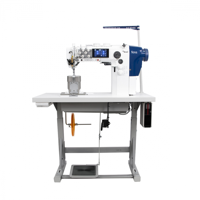 Automatic two-needle post-bed machine for sewing thick fabrics with backstitching, unison feed and deco seam - complete set TEXI NOVA P-OS 3212 [2]