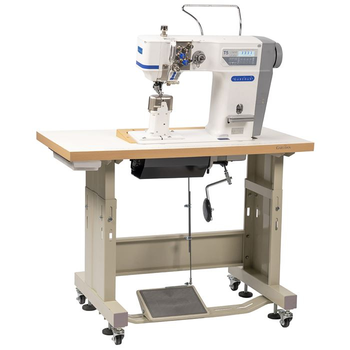 Single needle direct drive post bed industrial machine with upper driven roller, needle and lower circular feed [2]