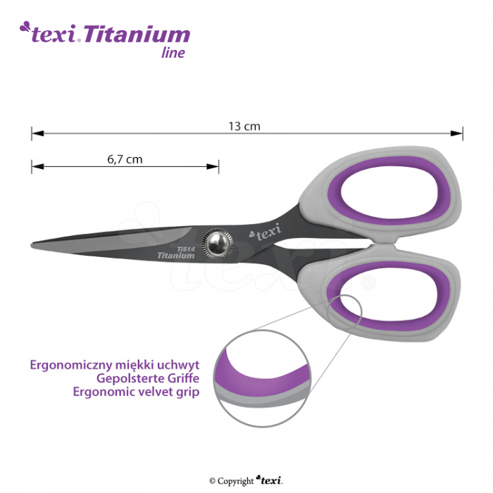 TEXI TITANIUM TiDuo850 Set foarfece pentru croitorie acoperită cu titan 8 1/4" (21 cm) și hobby - foarfece pentru artizanat 5 1/4" (13 cm) [2]