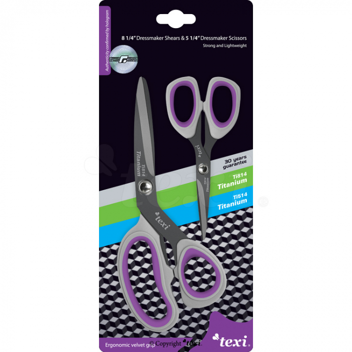 TEXI TITANIUM TiDuo850 Set foarfece pentru croitorie acoperită cu titan 8 1/4" (21 cm) și hobby - foarfece pentru artizanat 5 1/4" (13 cm) [4]