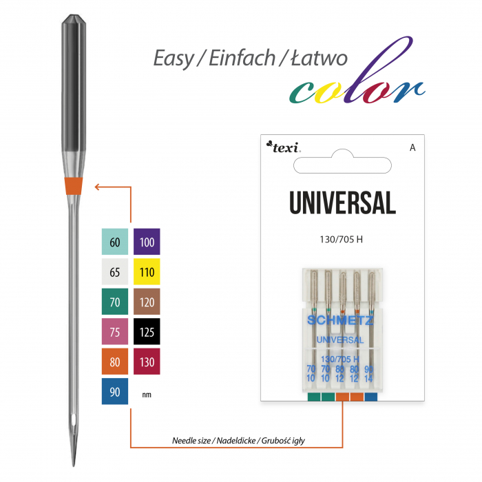 Ace universale pentru mașini de uz casnic, 5 buc, dimensiuni 70x2, 80x2, 90x1 TEXI UNIVERSAL 130/705 H 2x70 2x80 1x90 [2]