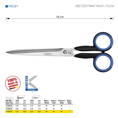 Foarfeca universala FINNY PROFI 7" 18cm otel inoxidabil calit la rece Kretzer [1]