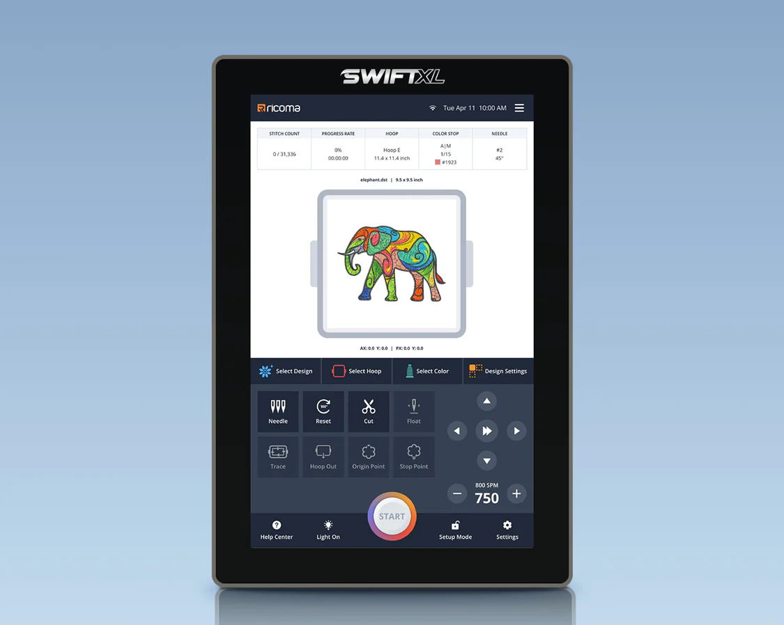 Mașină de brodat industriala SwiftXL cu 20 de ace și ecran tactil de 10,1", arie de brodare mare 80x50 cm [2]