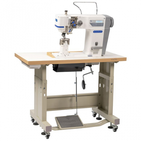 Single needle direct drive post bed industrial machine with upper driven roller, needle and lower circular feed [1]