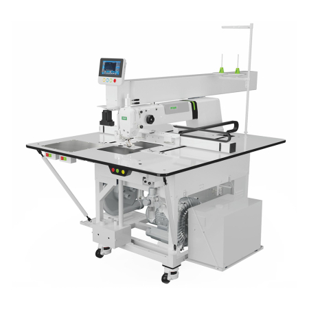 Masini automate de cusut dupa contur - Programmable Sewing Machine ZOJE ZJ‑M3‑S500‑SF‑V3‑LK2‑X with Laser Cutting and Suction System