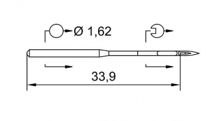 Ace masini de cusut - Schmetz DBX1 - Ace masina de cusut  liniara cu cotor subtire, varf cu bila