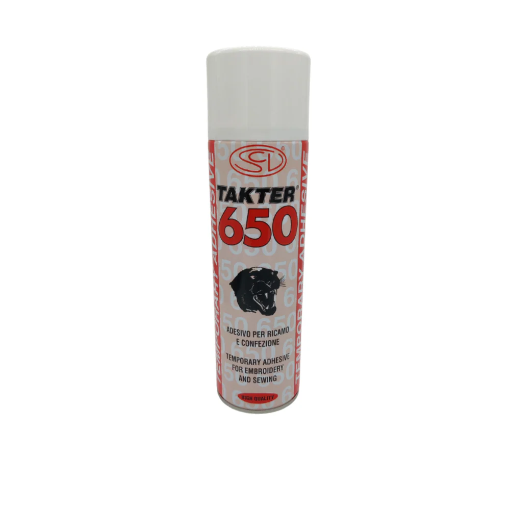 Spray temporar adeziv pentru broderie - Spray Adeziv Temporar TAKTER 650 – 500ml, Fabricat în Italia, Broderie și Croitorie
