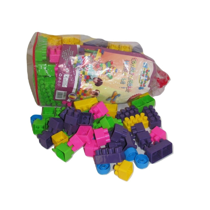 Cuburi de constructii, HubbyToys 140 piese, in sac [1]