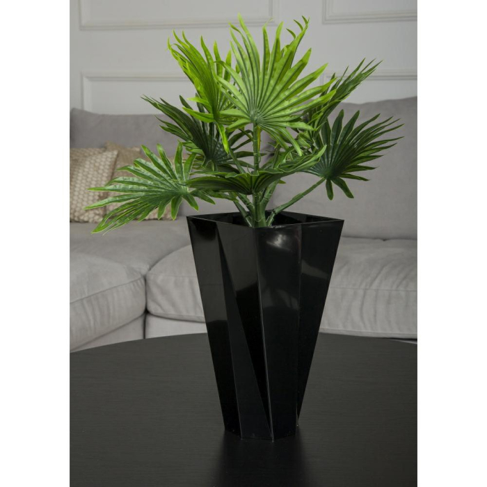 Ghiveci decorativ de flori, Urbi Twist, forma geometrica, 25x25x25 cm, 2 kg, Negru [3]