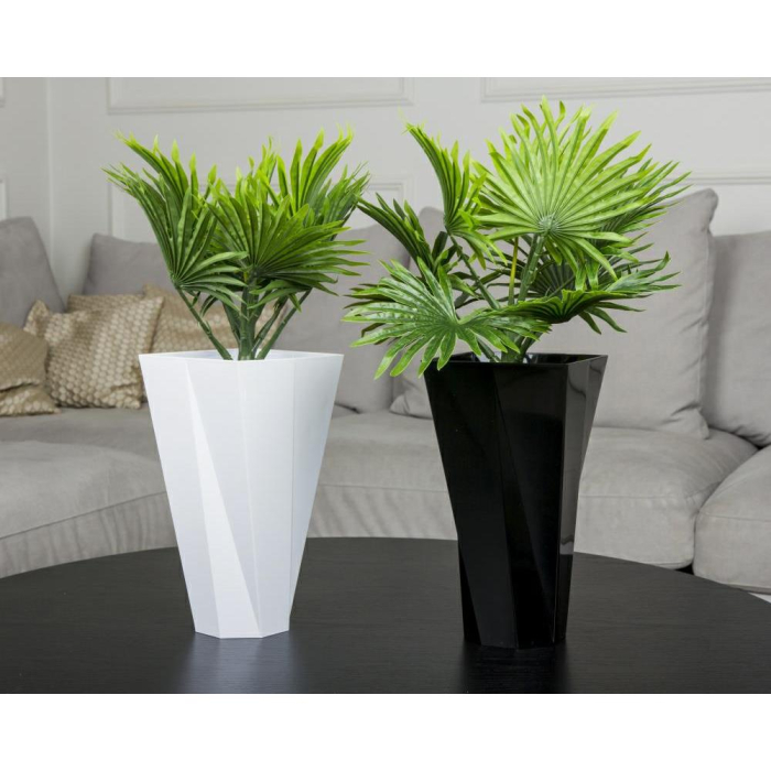 Ghiveci decorativ de flori, Urbi Twist, forma geometrica, 25x25x25 cm, 2 kg, Negru [2]