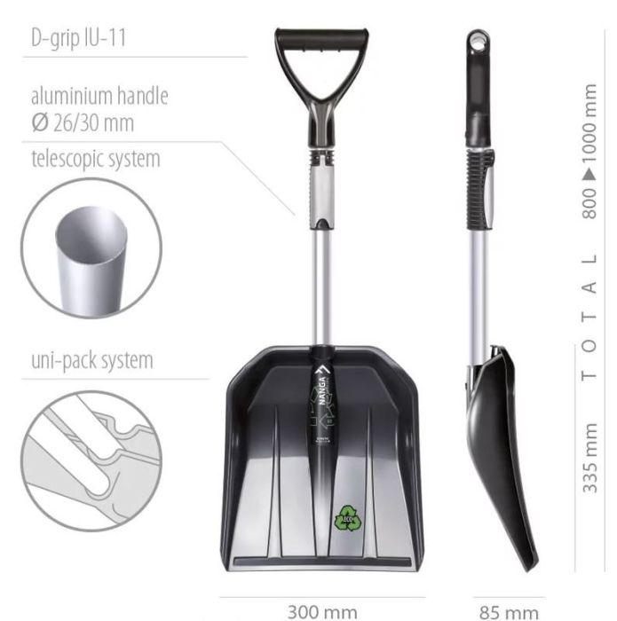 Lopata Auto Telescopica, Coada Aluminiu, Lungime Reglabila 300 X 335 X 800-1000 MM, Polonia [3]