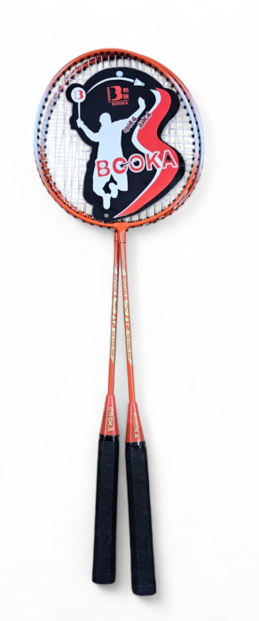 Set 2 Rachete Badminton cu Fluturas si Husa, Portocaliu [2]