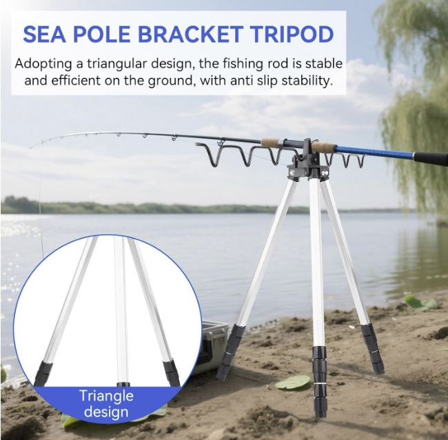 Trepied pentru feeder sau lansete, cu 4 posturi din aluminiu [5]