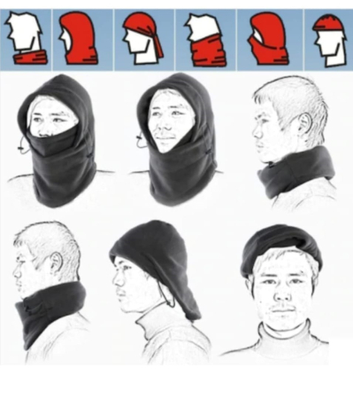 Cagula Unisex, Fleece Polar, Negru, Marime Universala [3]