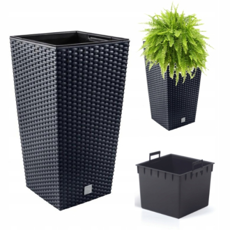 Ghiveci inalt cu insertie Rato Square DRTS265, 26.6 L, antracit, 26.5 x 50 cm [0]