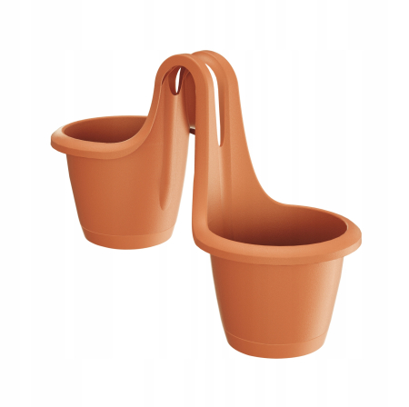 GRADINA - Ghiveci pentru balustrada Respana Twins DRED200 Teracota/Maro ( 2 compartimente)