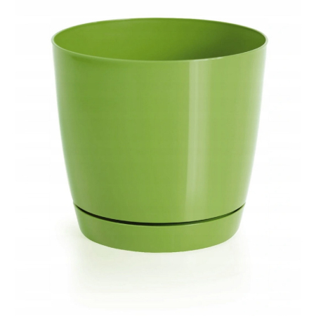 GRADINA - Ghiveci rotund cu farfurie, Prosperplast, Plastic, Verde, 13,5x12,4cm