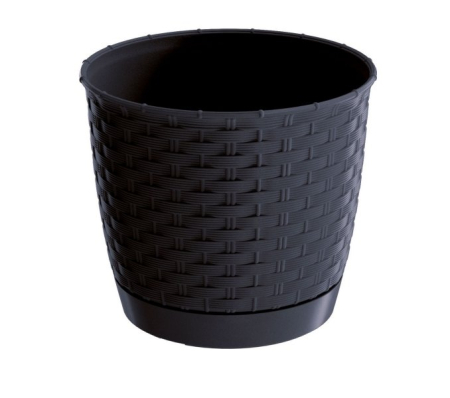 GRADINA - Ghiveci rotund, Prosperplast, Plastic, Negru