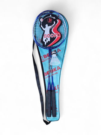SPORT - Set 2 Rachete Badminton cu Fluturas si Husa, Albastru