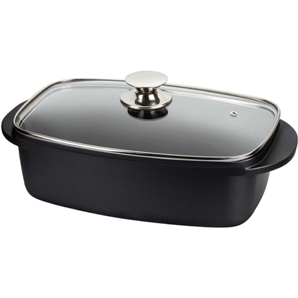 BRIO METALLICA TAVA ALUMINIU CU MANERE SI CAPAC STICLA 5,75 L [2]