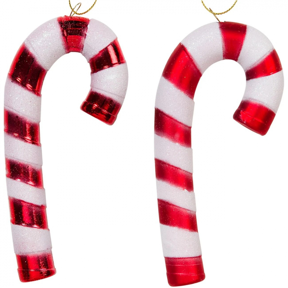 Decoratiune Craciun, Baston, Rosu si Alb, 2 buc [1]