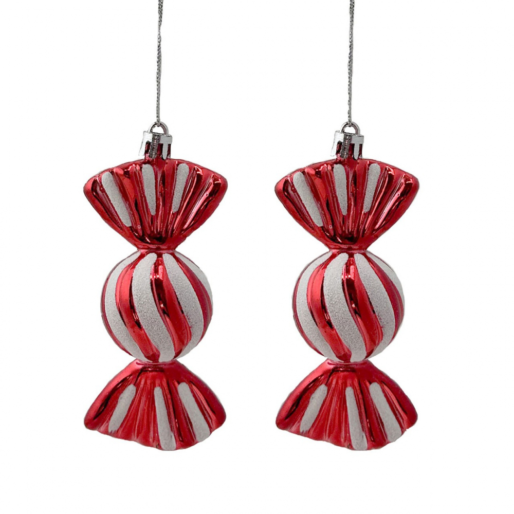 Decoratiune Craciun, Bomboana, Rosu si Alb,  2 buc [1]