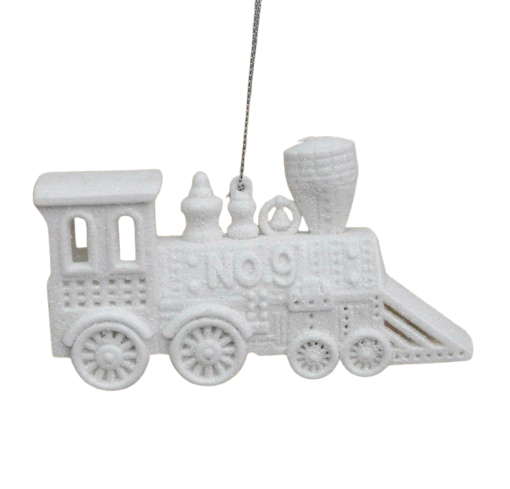 Decoratiune Craciun, Locomotiva Alba cu Sclipici, Pandantiv 3D, 12 cm [2]