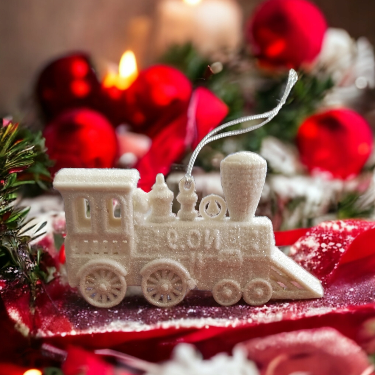Decoratiune Craciun, Locomotiva Alba cu Sclipici, Pandantiv 3D, 12 cm [3]
