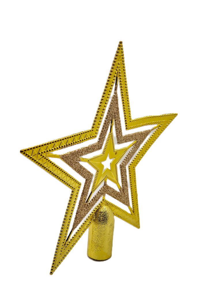 Decoratiune Varf Brad, Forma de Stea, Auriu, 15 cm [2]