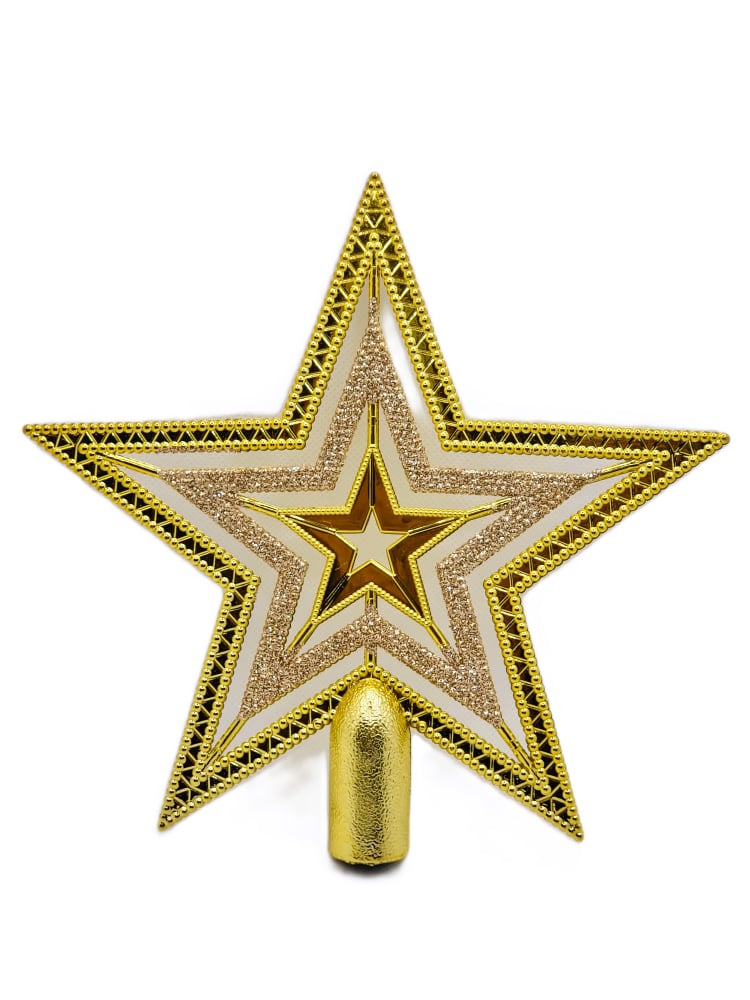 Decoratiune Varf Brad, Forma de Stea, Auriu, 15 cm [1]
