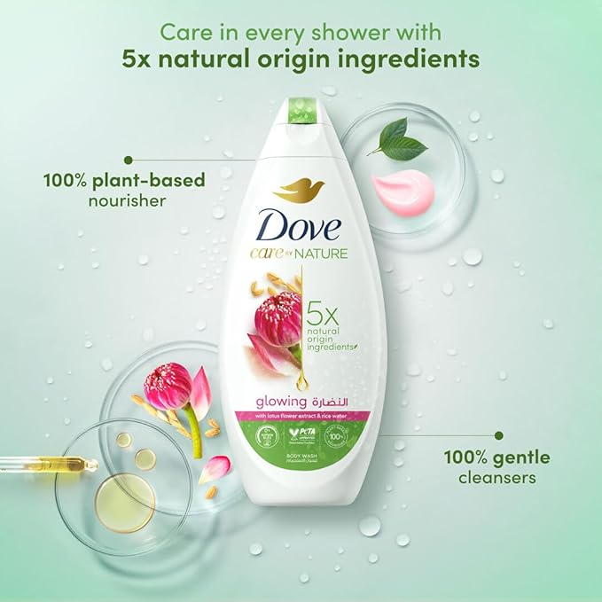 Gel de Dus, Dove, Glowing, Lotus Flower Extract & Rice Water, 600 ml [2]