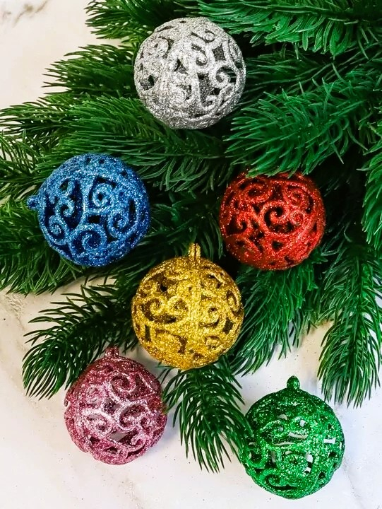 Globuri Pentru Brad, Color Mix, Sclipici, 7 cm, 6 buc [1]