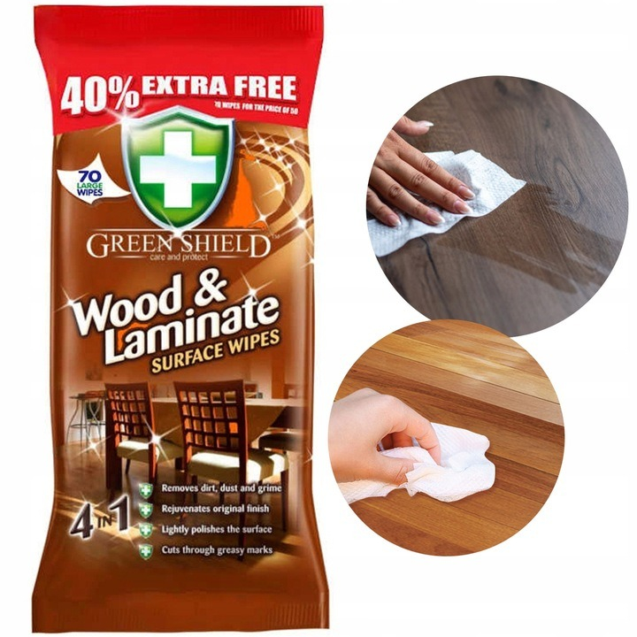 Servetele Umede Pentru Curatare Lemn si Suprafete Laminate, Green Shield, 70 buc [3]