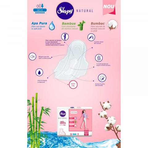 Absorbante, Natural Slim Night, Sleepy, 6 buc [1]