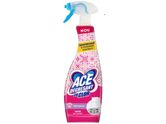 Produse de Curatenie - ACE SOLUTIE SPRAY DEGRESANT BUCATARIE CU CLOR 650ML TRANDAFIR