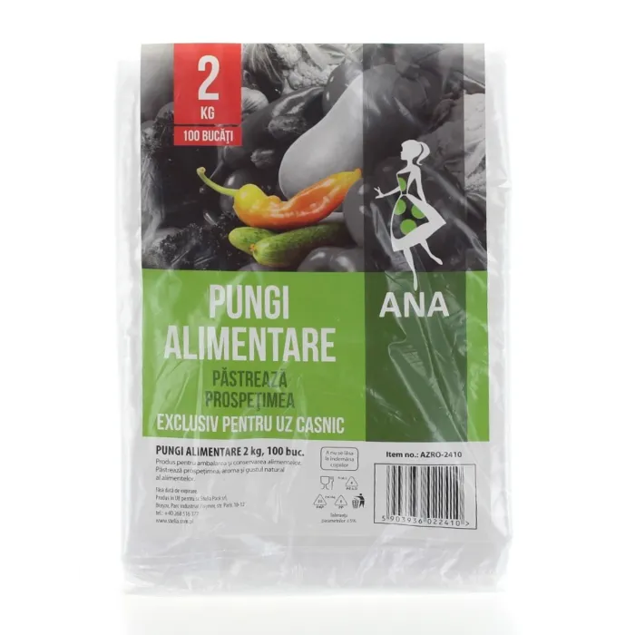 Pungi Alimentare - ANNA PUNGI ALIMENTARE 2KG 32X22CM 100BUC