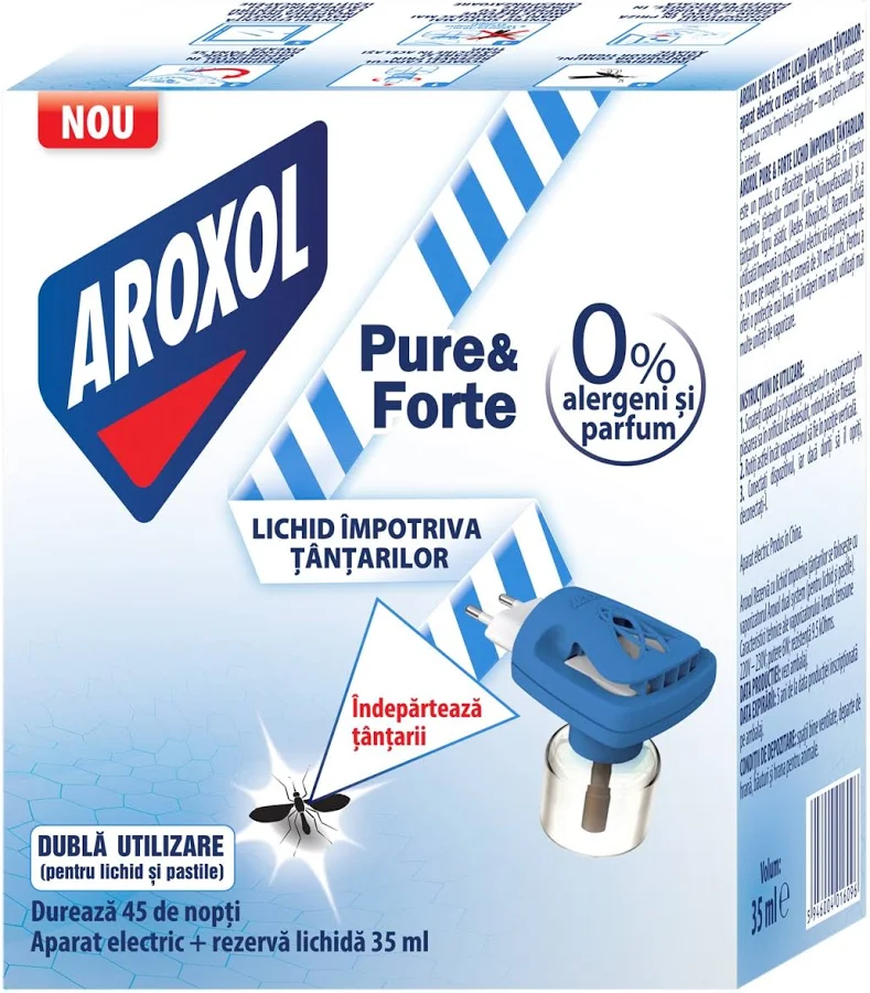 Insecticid si Repelant - AROXOL APARAT ELECTRIC CU REZERVA LICHIDA TANTARI PURE FORTE 45NOPTI