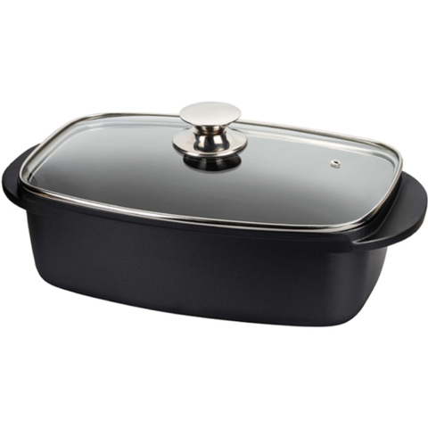 BRIO METALLICA TAVA ALUMINIU CU MANERE SI CAPAC STICLA 5,75 L [1]