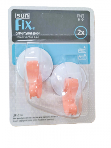 Accesorii Baie - Cuier Plastic cu Ventuze, Fix Sun, 9 x 5.2 x 5.2cm, 2 Buc