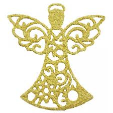 Decoratiune Brad, Ingerasi cu Sclipici, Auriu, Argintiu si Rosu, 10 cm, 3 buc [2]