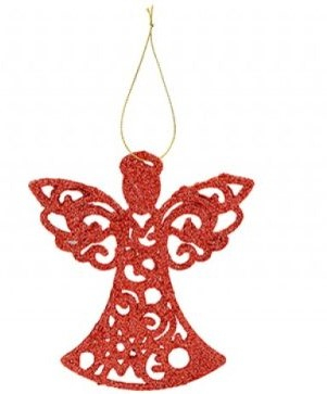 Decoratiune Brad, Ingerasi cu Sclipici, Auriu, Argintiu si Rosu, 10 cm, 3 buc [1]